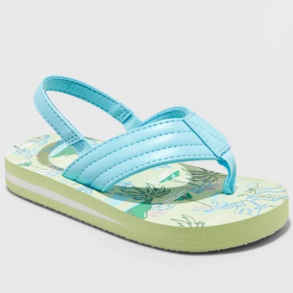 New w/ tags Toddler Boys Thong Sandals - Cat & Jack Blue/Lime S 5/6